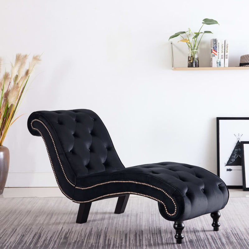 Chaise Lounge Black Velvet Payday Deals