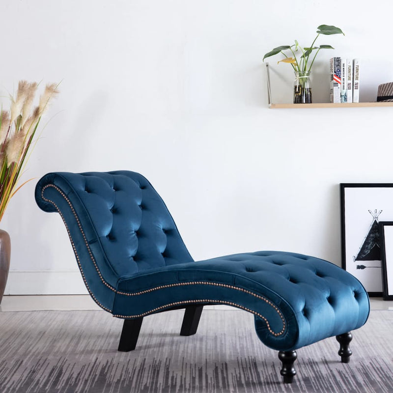Chaise Lounge Blue Velvet Payday Deals
