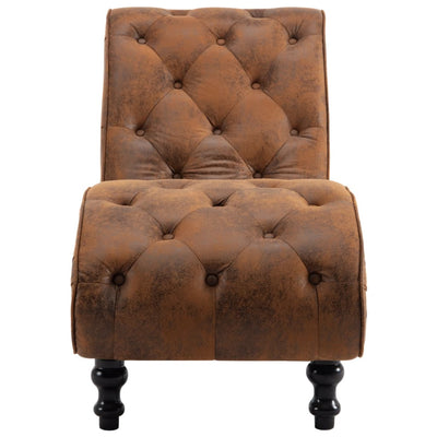Chaise Lounge Brown Faux Suede Leather Payday Deals