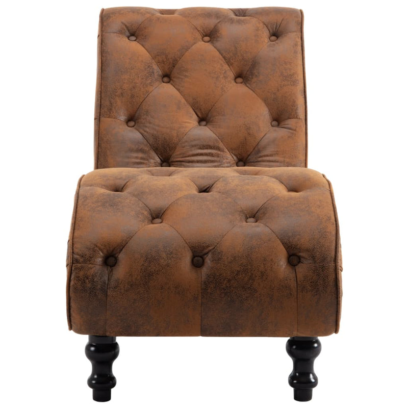 Chaise Lounge Brown Faux Suede Leather Payday Deals