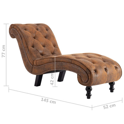 Chaise Lounge Brown Faux Suede Leather Payday Deals