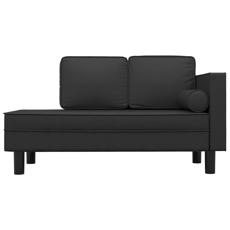 Chaise Lounge with Cushions and Bolster Black Faux Leather Payday Deals