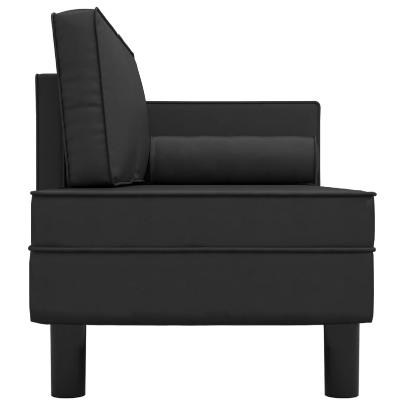 Chaise Lounge with Cushions and Bolster Black Faux Leather Payday Deals
