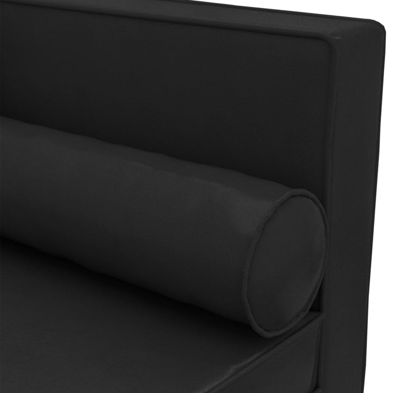 Chaise Lounge with Cushions and Bolster Black Faux Leather Payday Deals