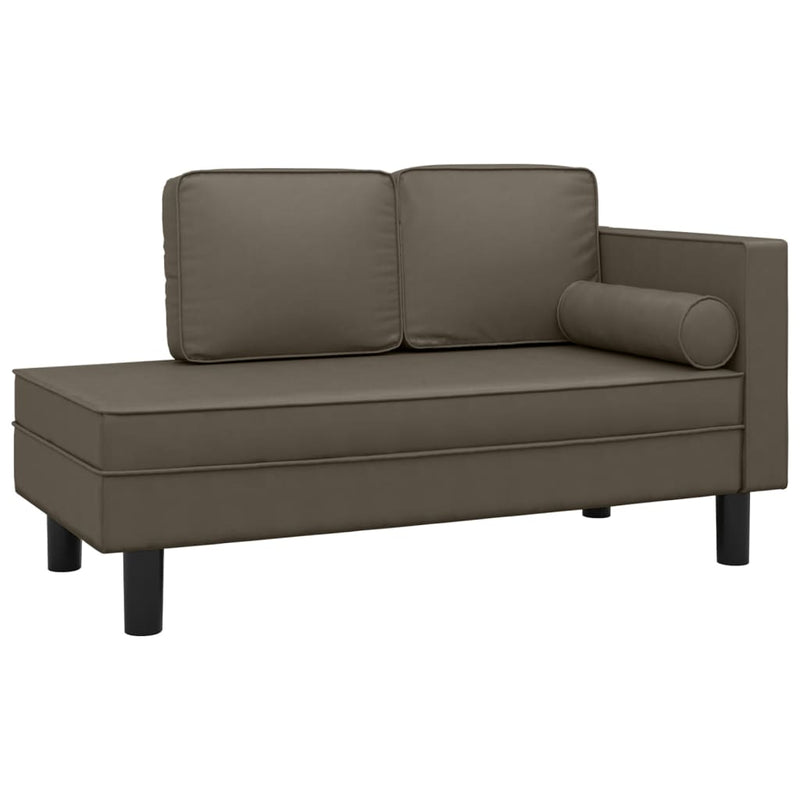Chaise Lounge with Cushions and Bolster Grey Faux Leather Payday Deals