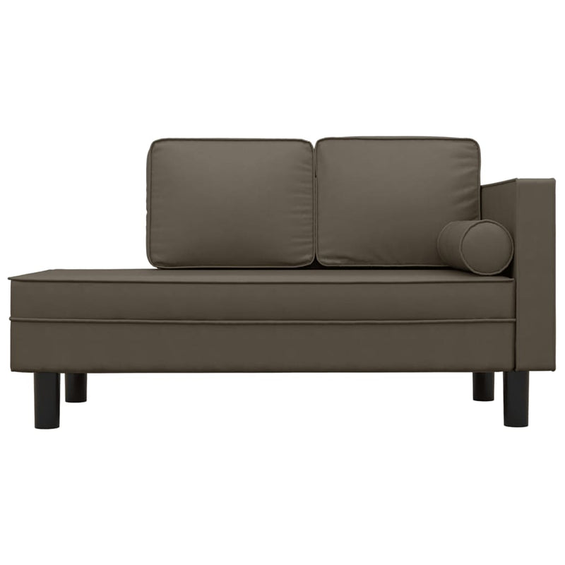 Chaise Lounge with Cushions and Bolster Grey Faux Leather Payday Deals