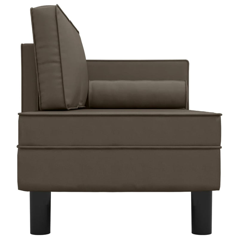 Chaise Lounge with Cushions and Bolster Grey Faux Leather Payday Deals