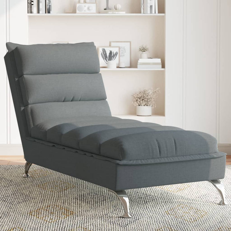 Chaise Lounge with Cushions Dark Grey Fabric Payday Deals