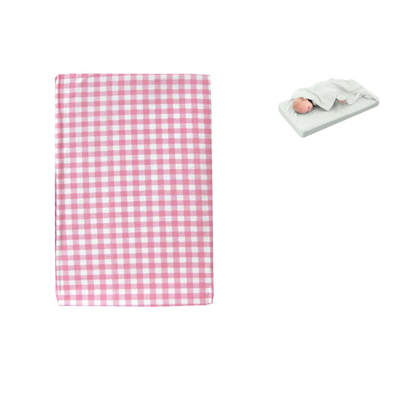 Checked Pink Bassinet Fitted Sheet with a Flat Sheet Sewed Attached Payday Deals