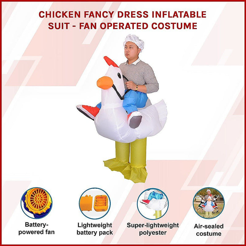 CHICKEN Fancy Dress Inflatable Suit - Fan Operated Costume Payday Deals