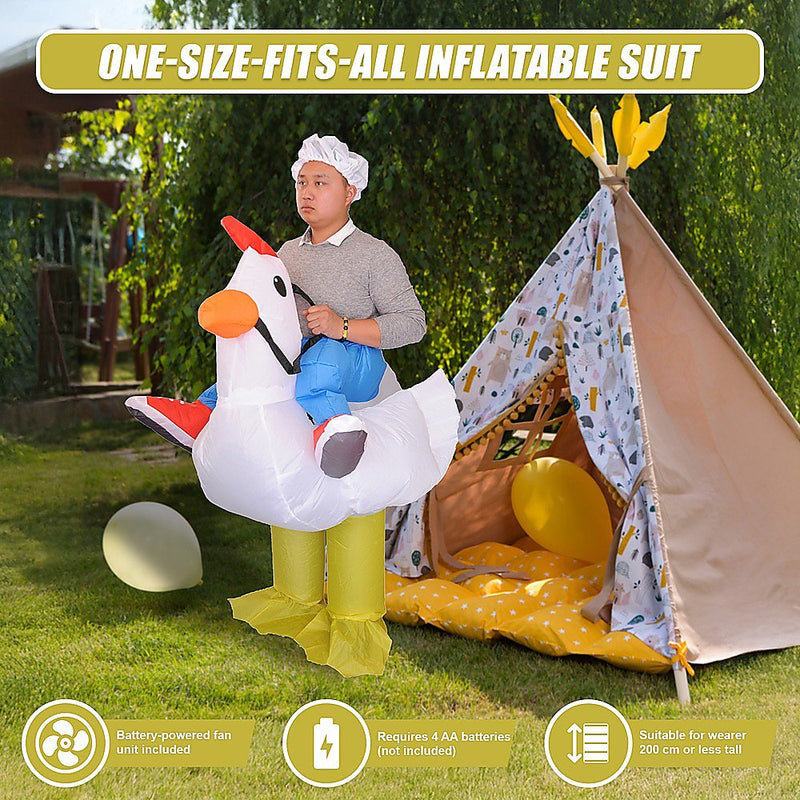 CHICKEN Fancy Dress Inflatable Suit - Fan Operated Costume Payday Deals