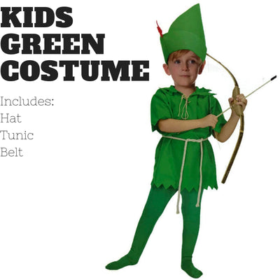 Childrens Green Costume Peter Pan Robin Hood Elf Halloween Kids Payday Deals