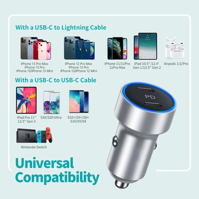CHOETECH C0054-SL Dual Port PD 40W USB-C Car Charger Adapter Silver Payday Deals