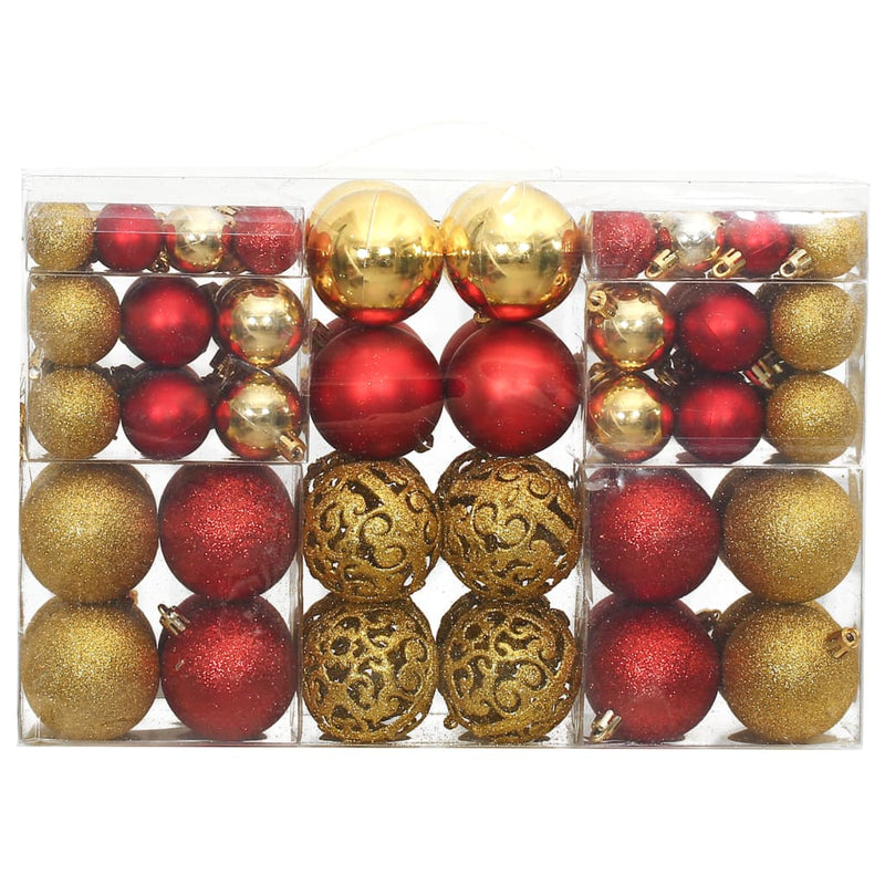 Christmas Baubles 100 pcs Gold and Wine Red 3 / 4 / 6 cm Payday Deals
