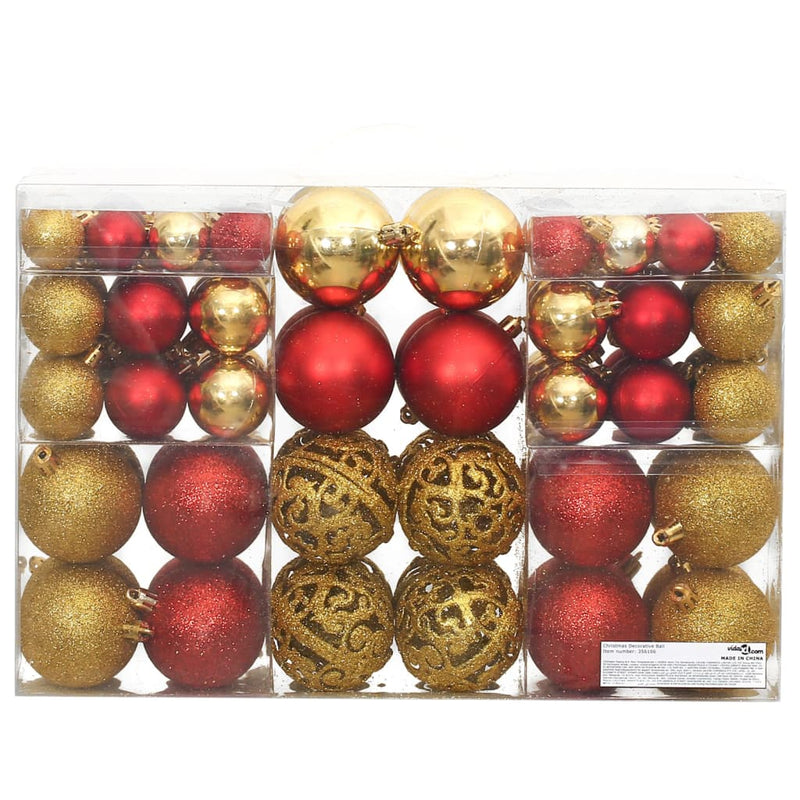 Christmas Baubles 100 pcs Gold and Wine Red 3 / 4 / 6 cm Payday Deals