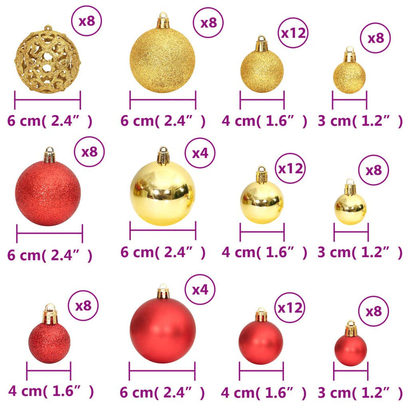 Christmas Baubles 100 pcs Gold and Wine Red 3 / 4 / 6 cm Payday Deals