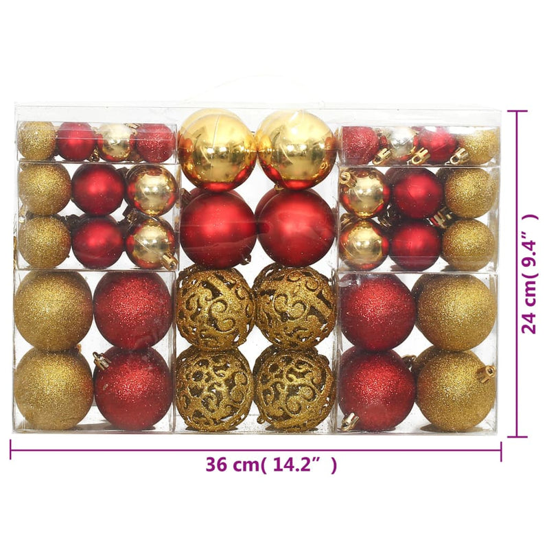 Christmas Baubles 100 pcs Gold and Wine Red 3 / 4 / 6 cm Payday Deals