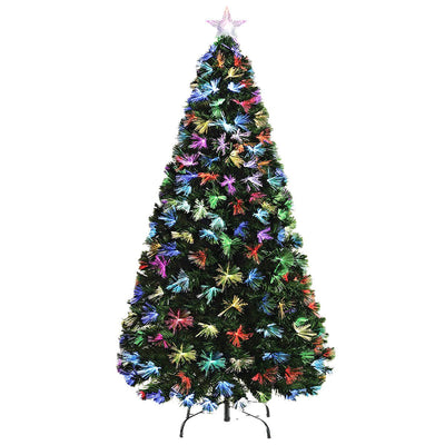 Christmas By Sas 1.5m Fibre Optic Christmas Tree 165 Tips Multicolour Lights & Star