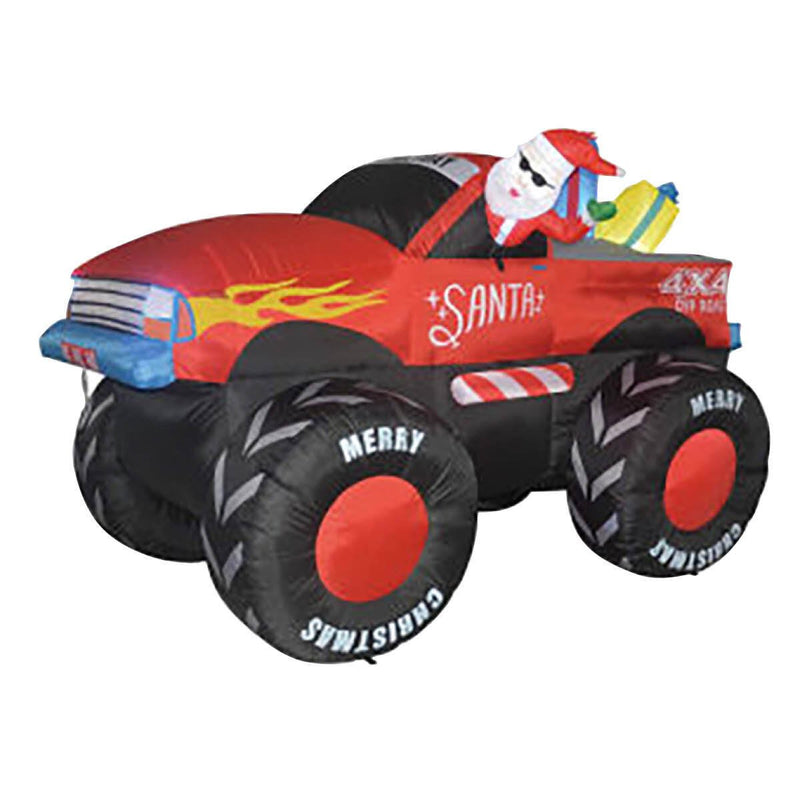 Christmas By Sas 2.1m Santa & Monster Truck Built-In Blower LED Lighting Payday Deals