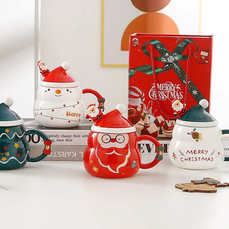 Christmas Cup Gift Box Ceramic Mug Set Mug Gift Set Christmas Coffee Cup(Tree) Payday Deals