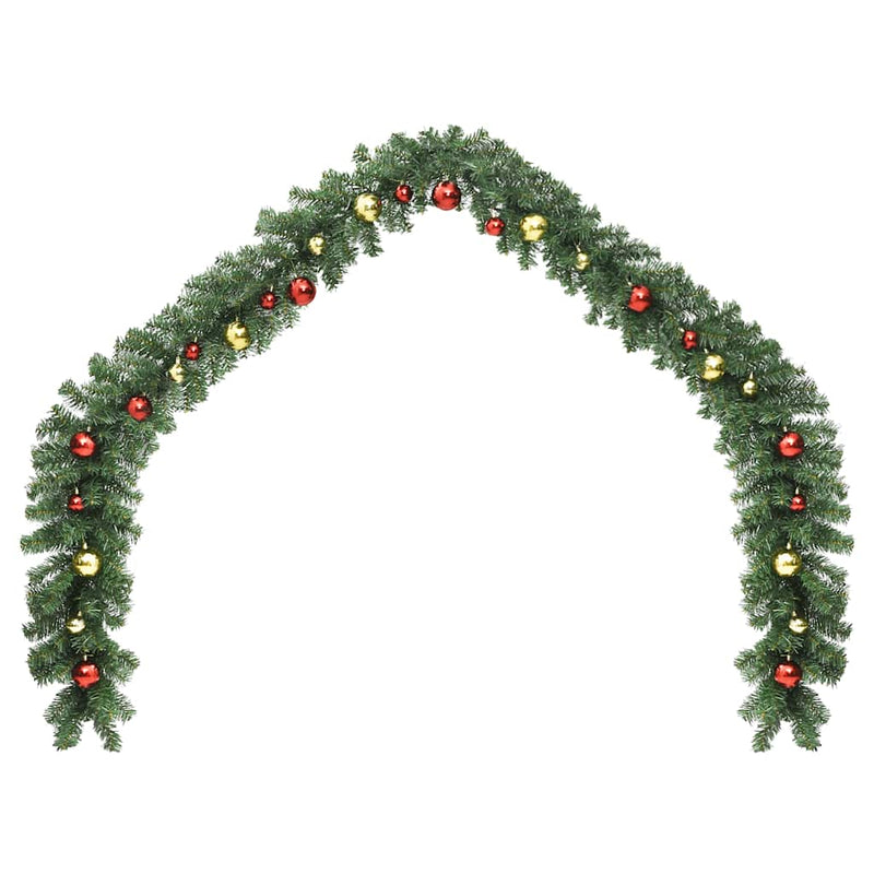 Christmas Garland Decorated with Baubles and LED Lights 5 m Payday Deals