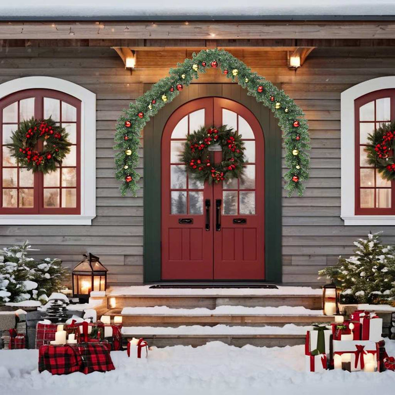 Christmas Garland Decorated with Baubles and LED Lights 5 m Payday Deals
