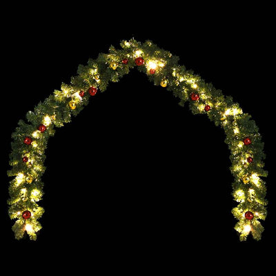 Christmas Garland Decorated with Baubles and LED Lights 5 m Payday Deals