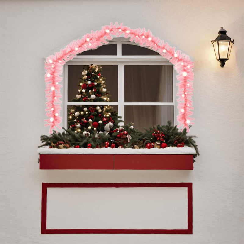 Christmas Garland with LED Lights 10 m Pink Payday Deals