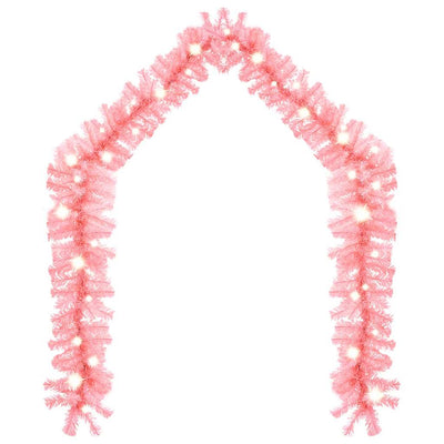 Christmas Garland with LED Lights 10 m Pink Payday Deals