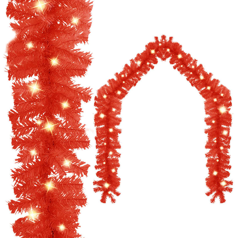 Christmas Garland with LED Lights 20 m Red Payday Deals