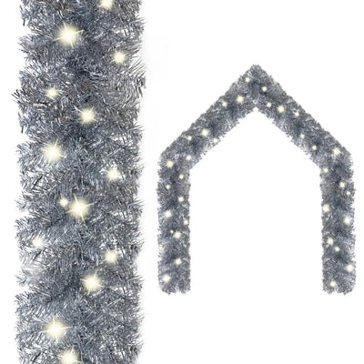 Christmas Garland with LED Lights 20 m Silver Payday Deals