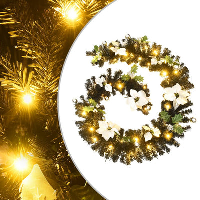 Christmas Garland with LED Lights Black 2.7 m PVC Payday Deals