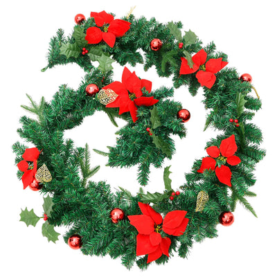 Christmas Garland with LED Lights Green 2.7 m PVC Payday Deals