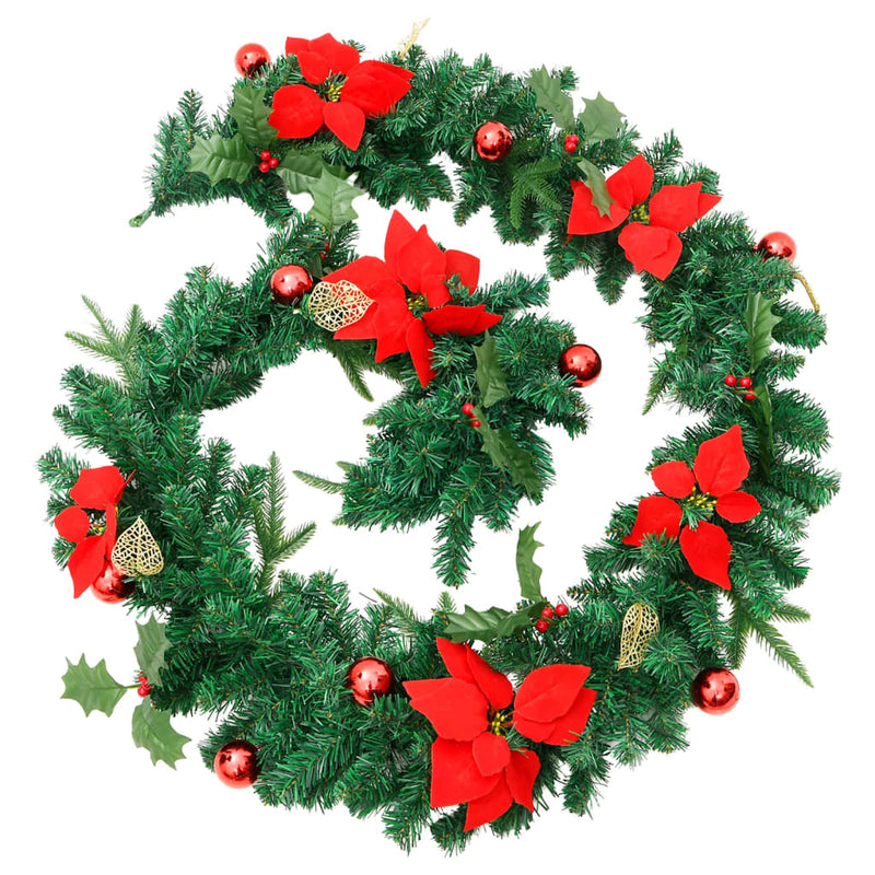 Christmas Garland with LED Lights Green 2.7 m PVC Payday Deals