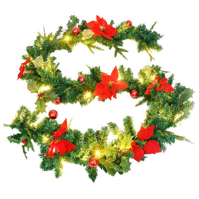 Christmas Garland with LED Lights Green 2.7 m PVC Payday Deals