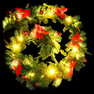 Christmas Garland with LED Lights Green 2.7 m PVC Payday Deals