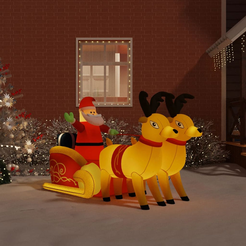 Christmas Inflatable Santa and Reindeer Decoration LED 130 cm Payday Deals
