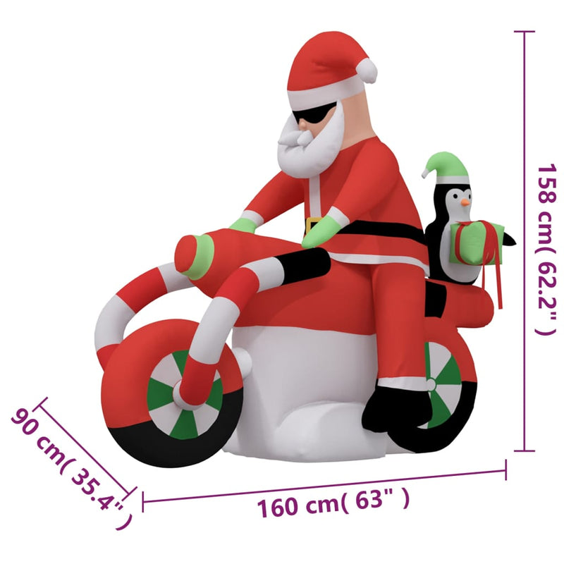 Christmas Inflatable Santa on Motorcycle LED 158 cm Payday Deals