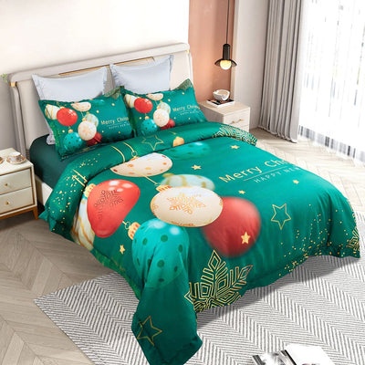 Christmas New Year Quilt Cover Set - King Size Payday Deals