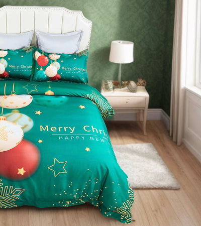 Christmas New Year Quilt Cover Set - King Size Payday Deals