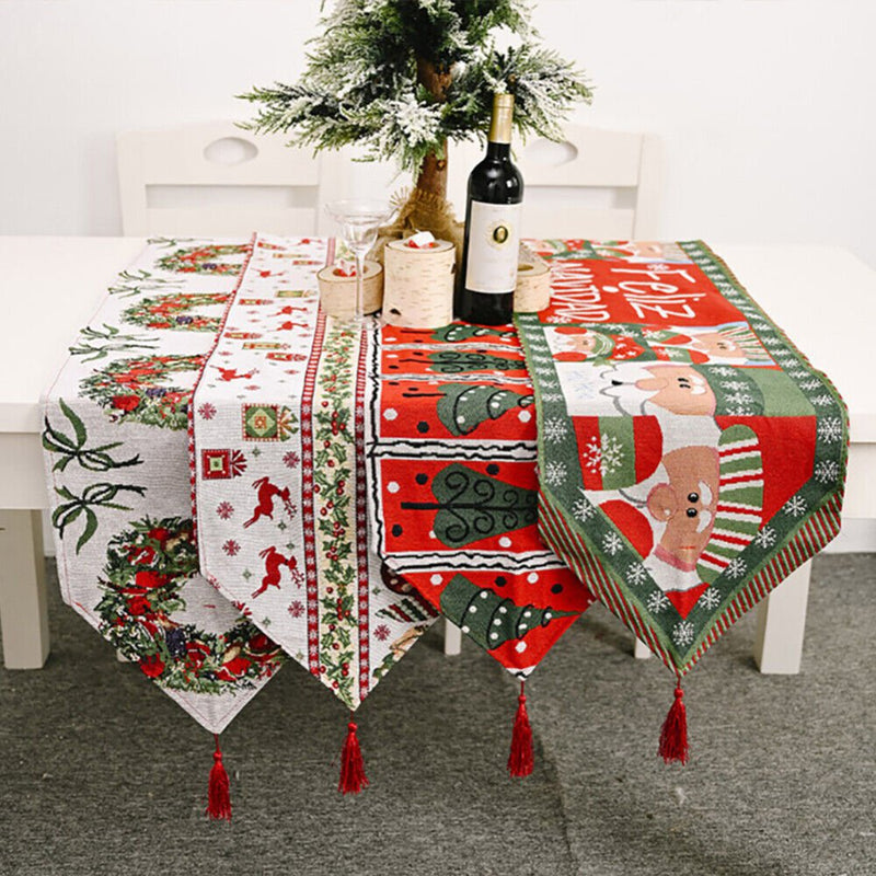 Christmas Table Runner thickened knitted Dining Tablecloth Xmas Party Decor(Santa Claus) Payday Deals