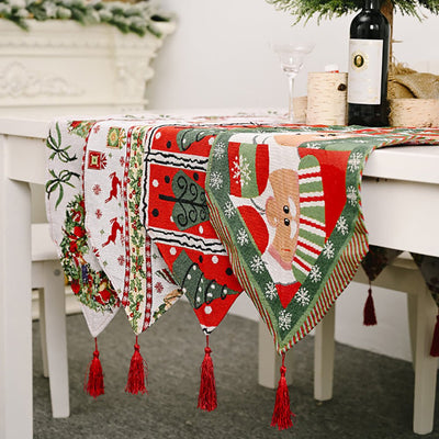 Christmas Table Runner thickened knitted Dining Tablecloth Xmas Party Decor(Santa Claus) Payday Deals