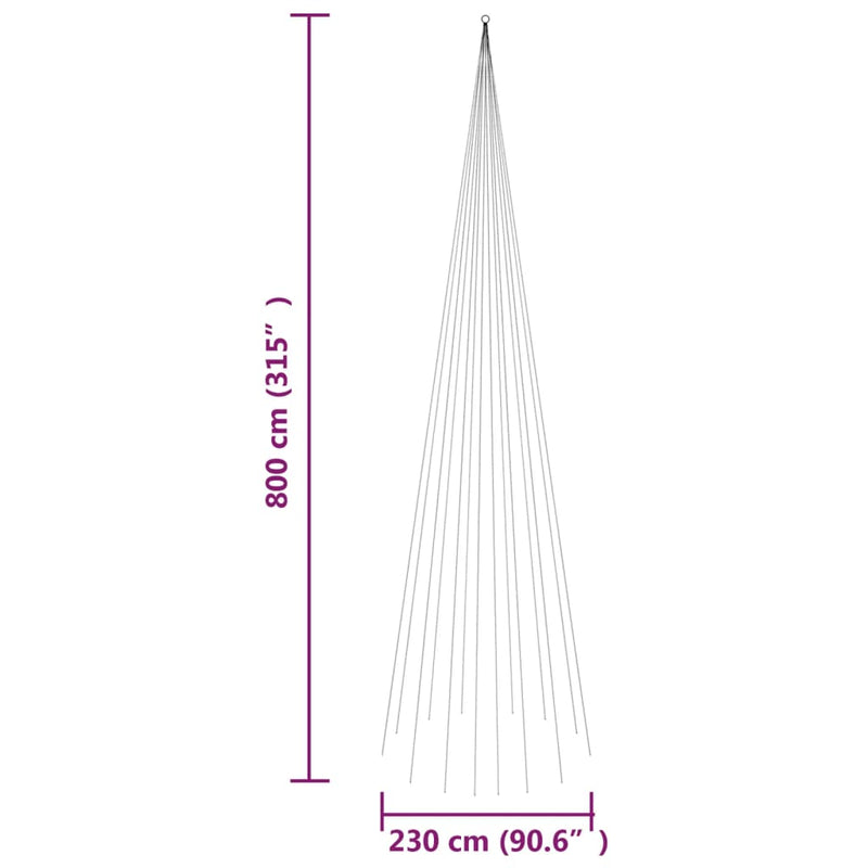 Christmas Tree on Flagpole Warm White 1134 LEDs 800 cm Payday Deals