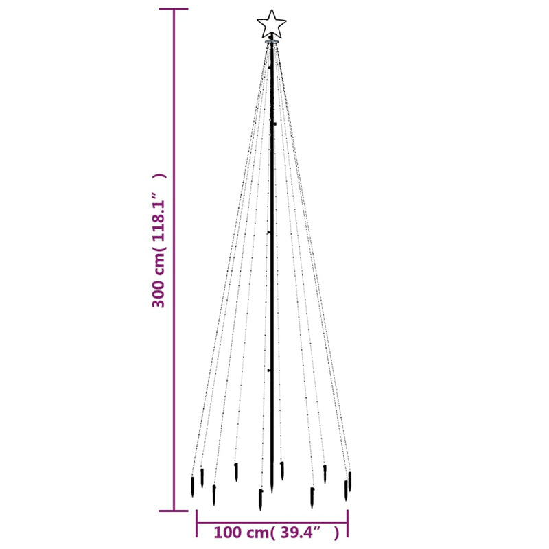 Christmas Tree with Spike Cold White 310 LEDs 300 cm Payday Deals