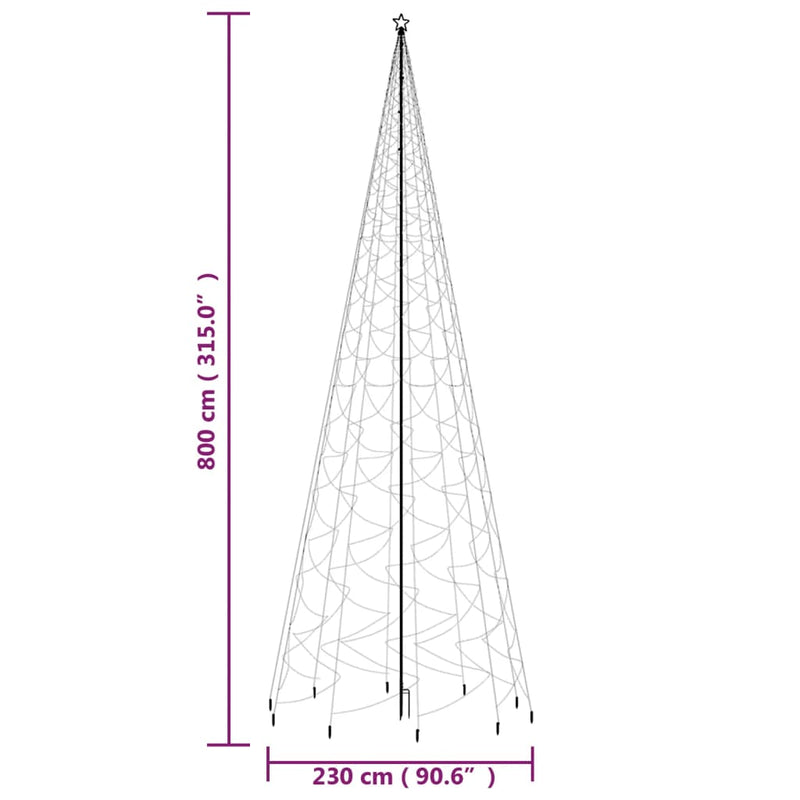 Christmas Tree with Spike Warm White 3000 LEDs 800 cm Payday Deals