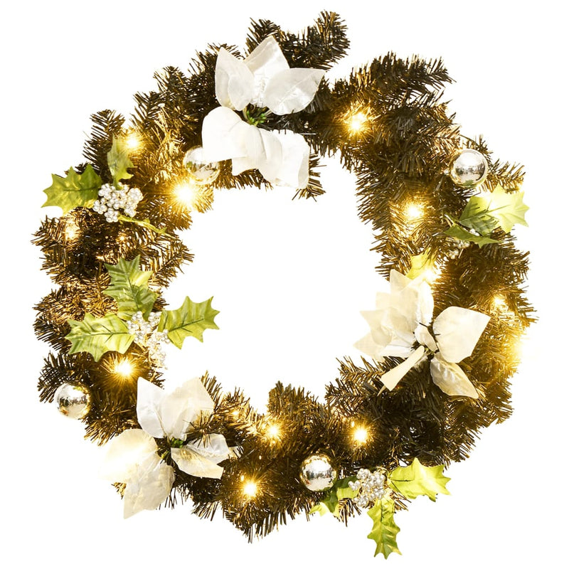 Christmas Wreath with LED Lights Black 60 cm PVC Payday Deals