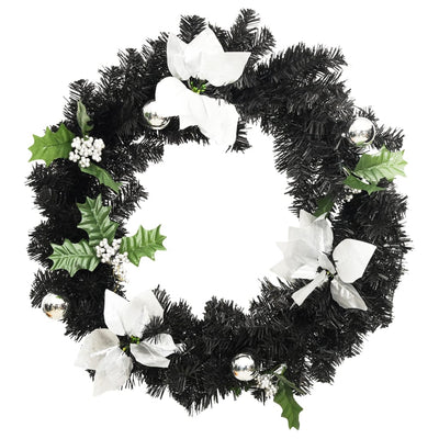 Christmas Wreath with LED Lights Black 60 cm PVC Payday Deals