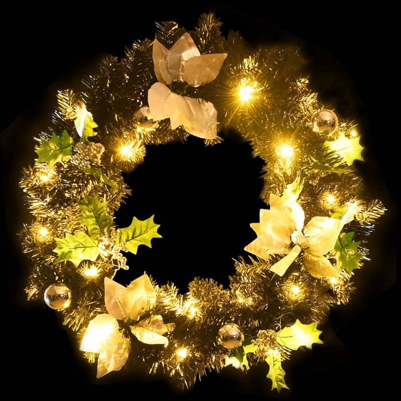 Christmas Wreath with LED Lights Black 60 cm PVC Payday Deals