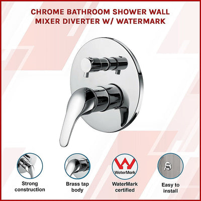 Chrome Bathroom Shower Wall Mixer Diverter w/ WaterMark Payday Deals
