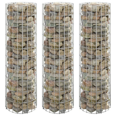 Circular Gabion Raised Beds 3 pcs Galvanised Steel Ø30x100 cm Payday Deals